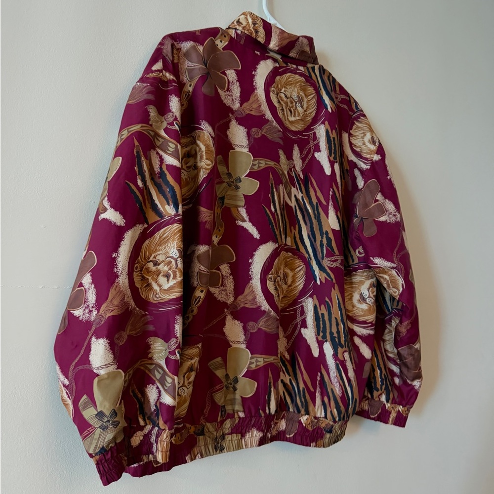 Vintage 100% Silk Bomber Jungle Patterned Jacket